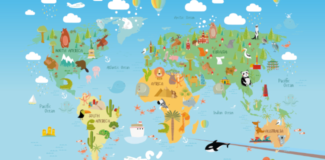 forex wanddesign met thema reizen en wereldkaart